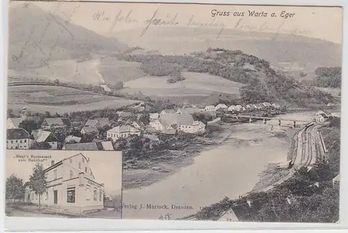 17890 Ak Gruß aus Warta a. Eger Strá? nad Ohrí Restaurant zum Bahnhof 1910