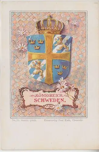 15944 Wappen Ak Lithographie Königreich Schweden um 1900