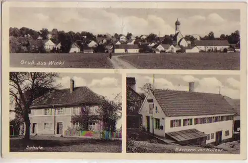 15463 Ak Gruß aus Winkl Bäckerei, Schule, Totalan. 1944