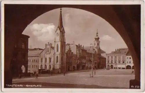 15021 Foto Ak Trautenau Ringplatz 1930