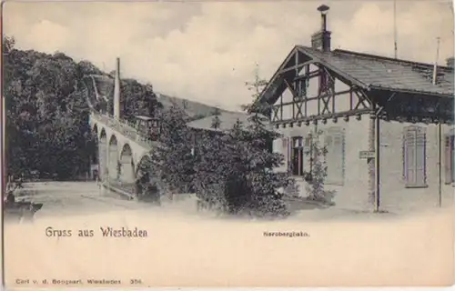 13625 Ak Gruß aus Wiesbaden Nerobergbahn um 1900