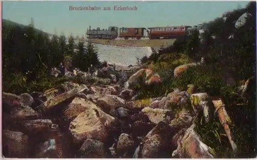 13288 Ak Brockenbahn am Eckerloch im Harz um 1920