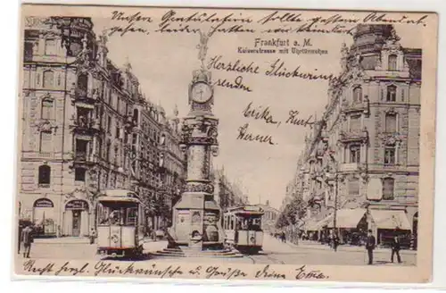 13091 Ak Frankfurt am Main Kaiserstrasse Uhrturm 1925