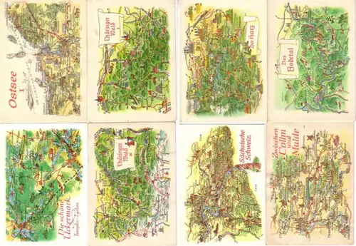 12922/8 DDR Ak mit gemalten Landkarten um 1970