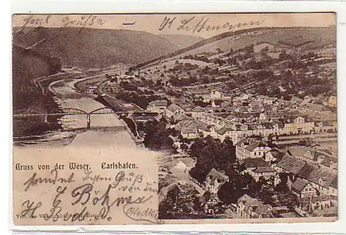 12285 Ak Gruss du Weser Carlshafen 1901