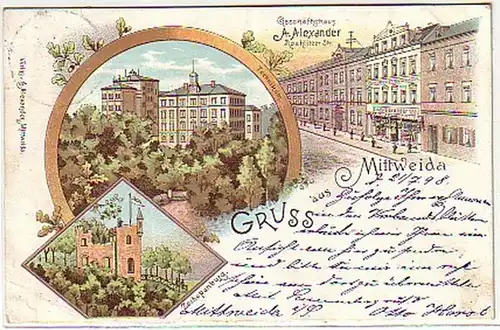 10545 Ak Lithographie Gruss aus Mittweida 1898