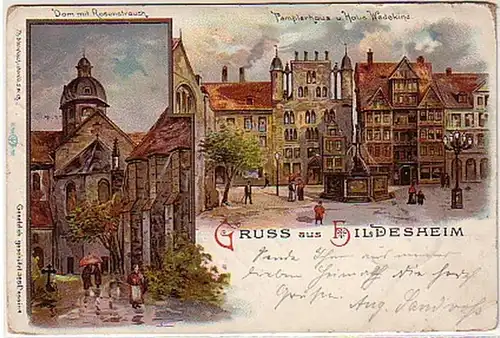 07701 Ak Lithographie Salutation de Hildesheim 1898