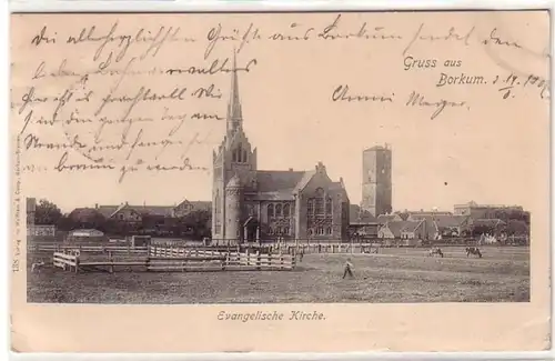 07289 Ak Gruse de Borkum Église évangélique 1901