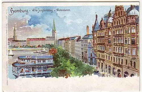 05993 Ak Lithographie Hamburg alter Jungfernstieg 1900