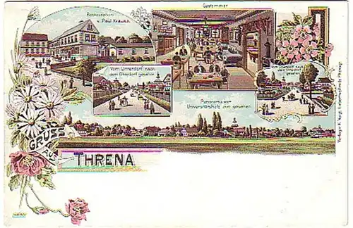 05485 Ak Lithographie Gruss aus Threna um 1900