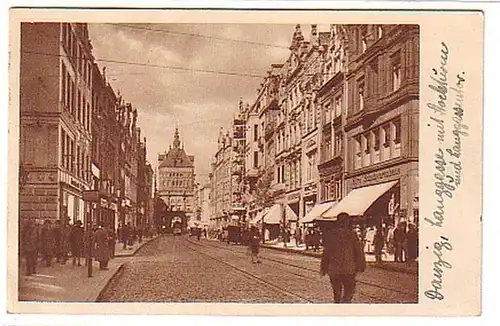 04666 Ak Danzig Straßenansicht mit Geschäften 1935