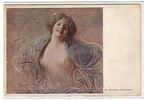 02900 Ak érotique carte d'artiste avec dame nue vers 1920