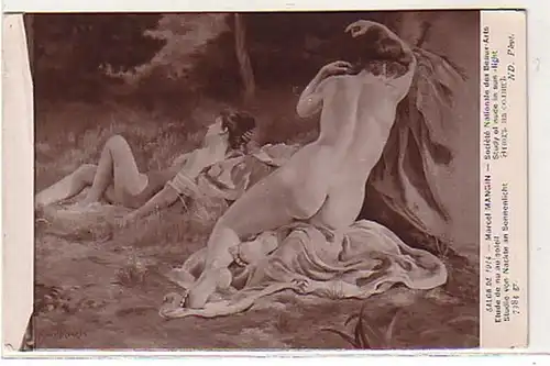 02894 Ak érotisme "Étude de nu à la lumière du soleil"1914