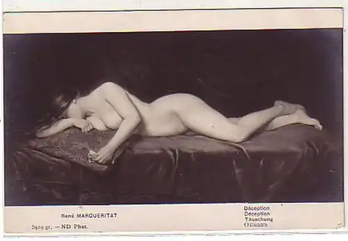 02893 Ak érotique fille nue " tromperie" vers 1920
