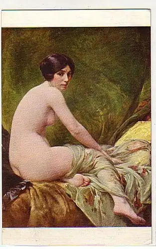 02866 Ak érotique nu avec un chiffon "soupape" vers 1920