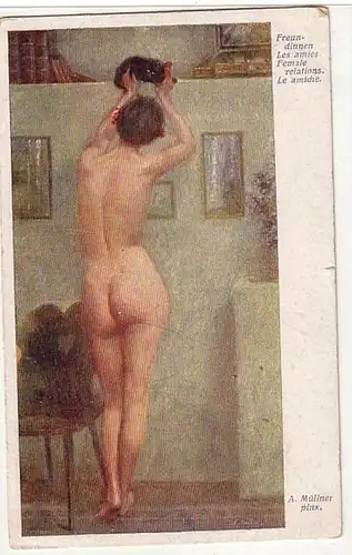 02652 Ak Erotic A. Müller rose. "Amis" vers 1920