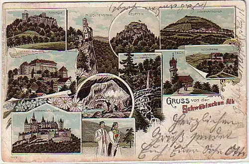 02441 Ak Lithographie Gruß von der Schwäbischen Alb1901