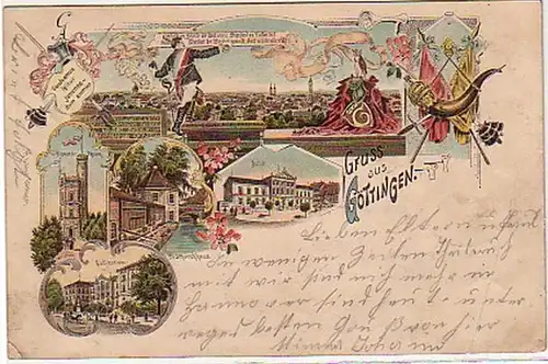 00988 Ak Lithographie Salutation de Göttingen Studentika1904