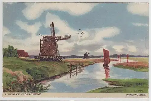 00681 Artiste Ak Worpswede S. Wencke Windmühlen 1909