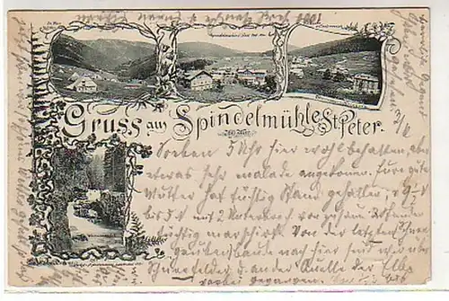 00488 Ak Gruss aus Spindelmühle St. Peter Böhmen 1898