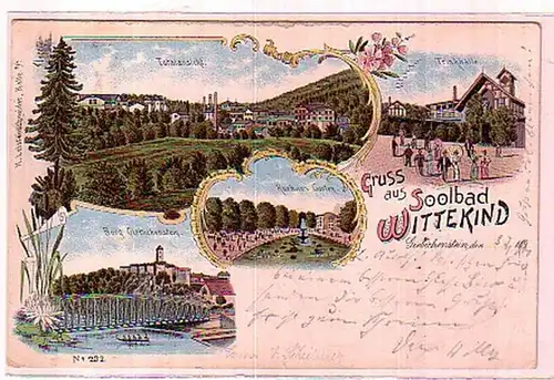 00466 Ak Lithographie Gruss aus Soolbad Wittekind 1900