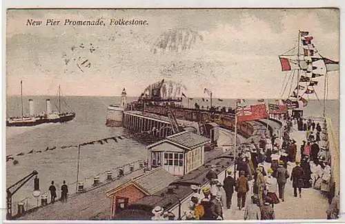 00173 Ak New Pier Promenade Folkestone 1908