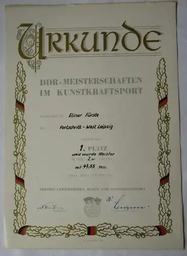 Nachlass DDR Orden Meisternadel 1954 Kunstkraftsport Riesa DDR Meister (135855)