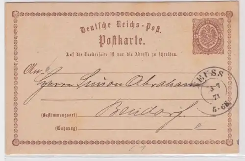 97349 DR Ganzsachen Postkarte Plattenfehler P1/C1 Neuss nach Bendorf 1874