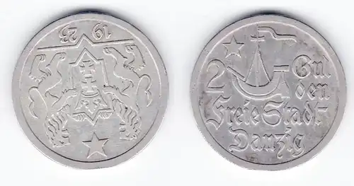 2 Florin Argent Pièce Ville libre de Gdansk 1923 (127469)