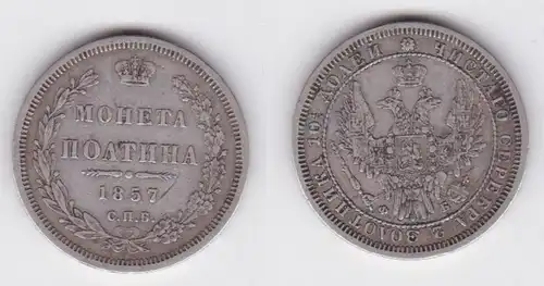 1/2 Rubel Poltina Münze Silber Russland 1857 (124525)