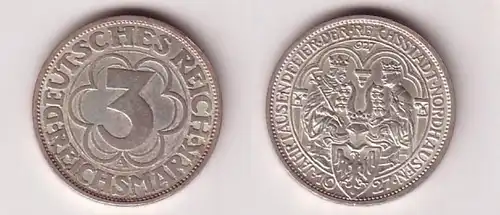 Argent Pièce 3 Mark Millénaire Fête de la Maison du Nord 1927 A chasseur 327 (116193)