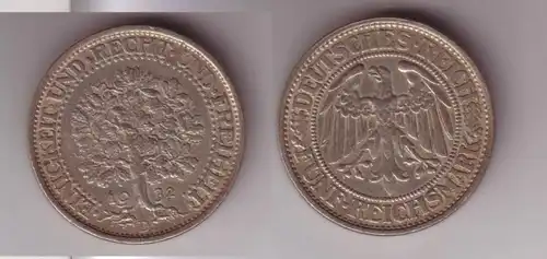 5 Mark Silber Münze Weimarer Republik Eichbaum 1932 D (115747)