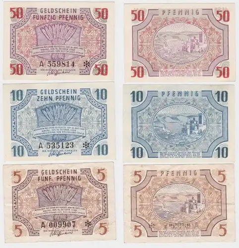 5,10 & 50 Pfennig Banknoten Landesregierung Rheinland Pfalz 15.10.1947 (131934)