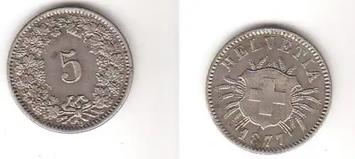 5 Rappen nickel pièce Suisse 1877 B (114622)