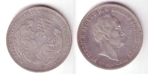 1 pièce de monnaie d'argent Taler Frédéric Morttal Août II 1854 (105340)