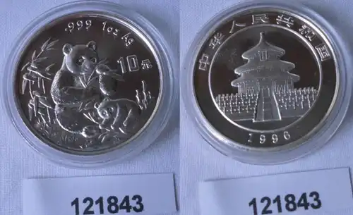 10 pièce d'argent Yuan Chine Panda 1 once d ' argent fin 1996 Stgl. (121843)