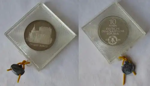 DDR Gedenk Münze 10 Mark Charité Berlin 1986 Silber PP verplombt (154103)