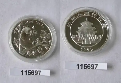 10 pièce d'argent Yuan Chine Panda 1 once d ' argent fin 1995 Stgl. (115697)