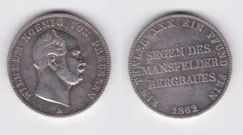 1 Taler Argent Pièce Prussen Mansfelder Mineral 1862 A ss+ (151449)