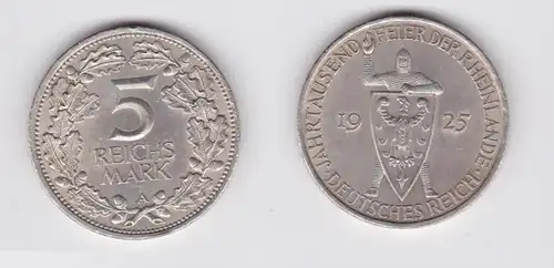 5 Mark Argent Pièce Millénaire Rhénanie 1925 A (132578)