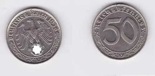 50 Pfennig Nickel Münze 3.Reich 1938 B Jäger 365 vz (133071)