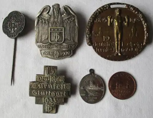 Convolut 6 insignes Deutsches Turnfest Stuttgart, Cologne, Leipzig, etc. (113277)
