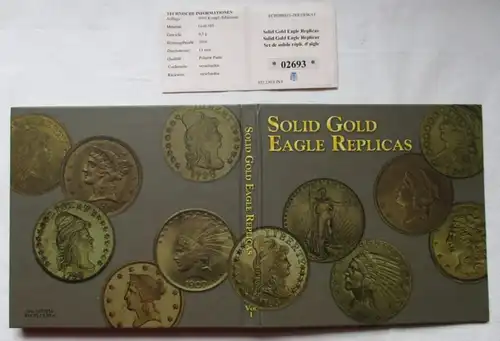 Solid Gold Eagle Replicas berühmte USA Anlagemünzen 7x 0,5 Gramm Gold (134768)