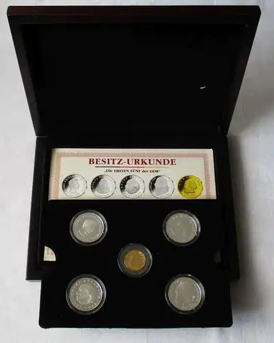 Kollektion Die ERSTEN FÜNF der DDR 4 Silbermünzen & Goldmünze 2009 MB (119075)