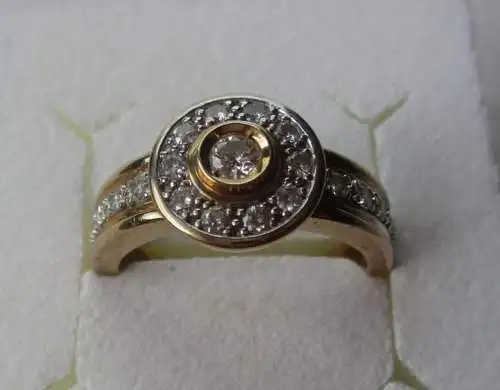 bague en or de haute qualité 585 avec 20 diamants ~ 0,7 carat (126429)