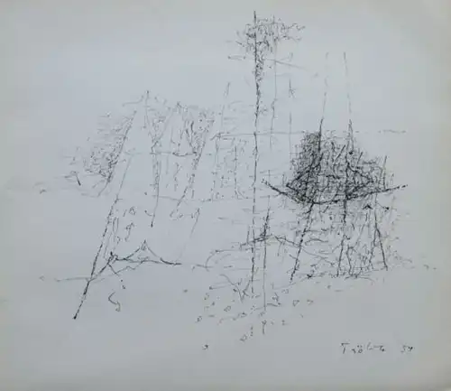 Heinz Trökes - Catalogue d'exposition avec un dessin signé original par Henz Tröke