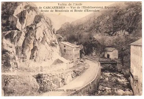 CPA Vallée de l'Aude, Bains de CARCANIERES, Vue de Etablissements Esparre, ungel.