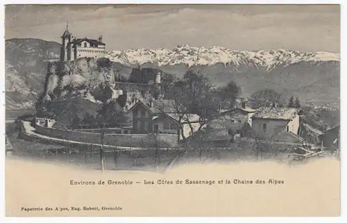 CPA Environs de Grenoble, Les Cotes de Sassenage et la Chaine des Alpes, gel. 1905