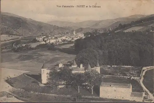 CPA Fayet, Vue d'ensemble, et le Château, gel. 1912