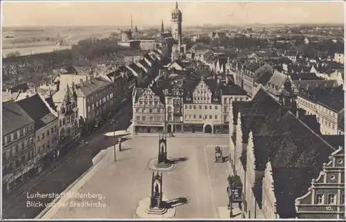 AK Wittenberg Vue de l'église municipale, incurvée